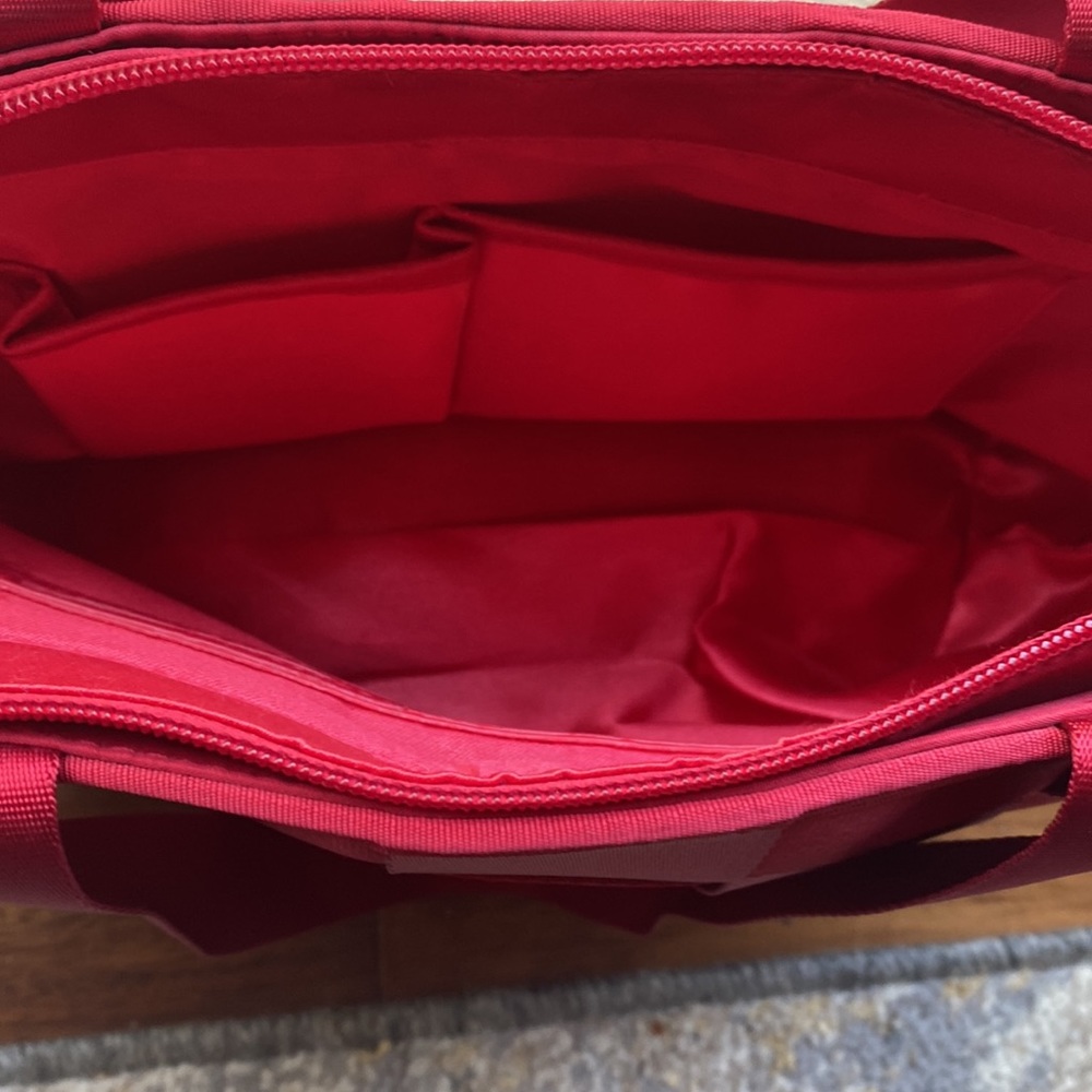 Seatbelt Purse (Red)  Woven Neutral Y2K
90s Top Handle Shoulder Bag. Preloved - Picture 6 of 10